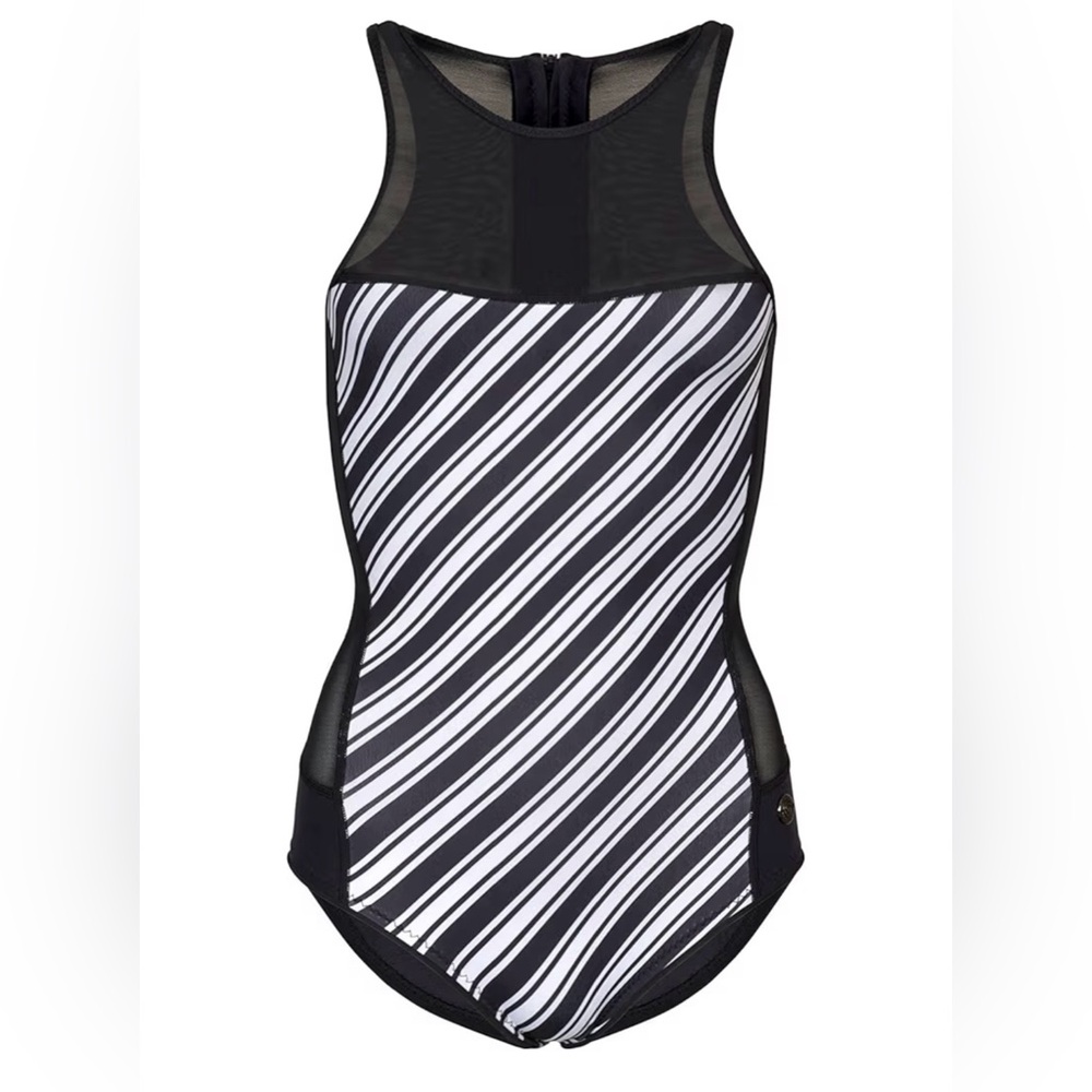 Glidesoul Vibrant Stripes Black and White Women's Swimsuit